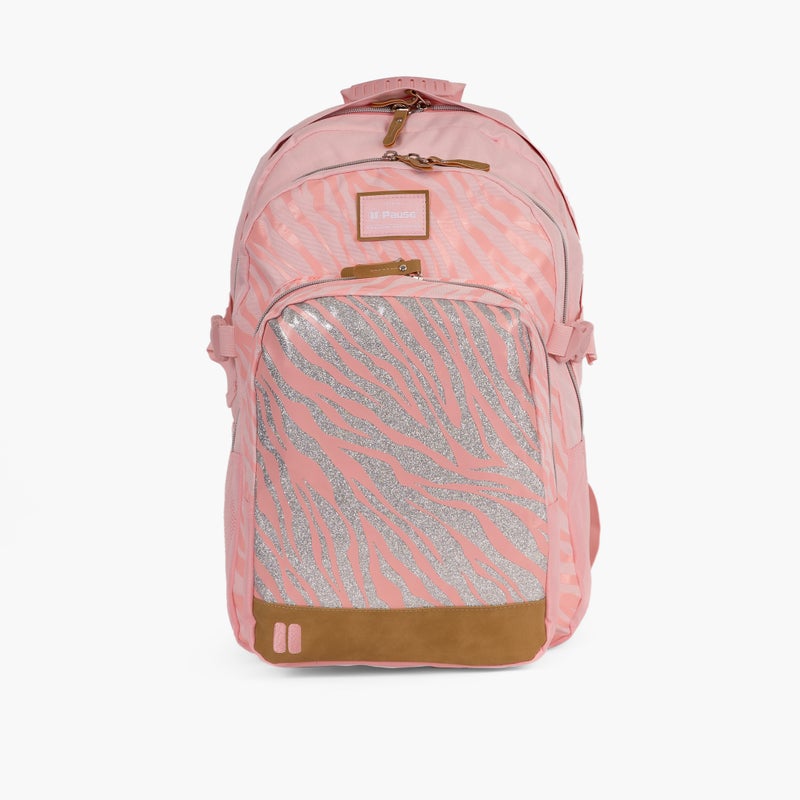 PAUSE Pink Zebra Print Backpack for Girls - Image 1
